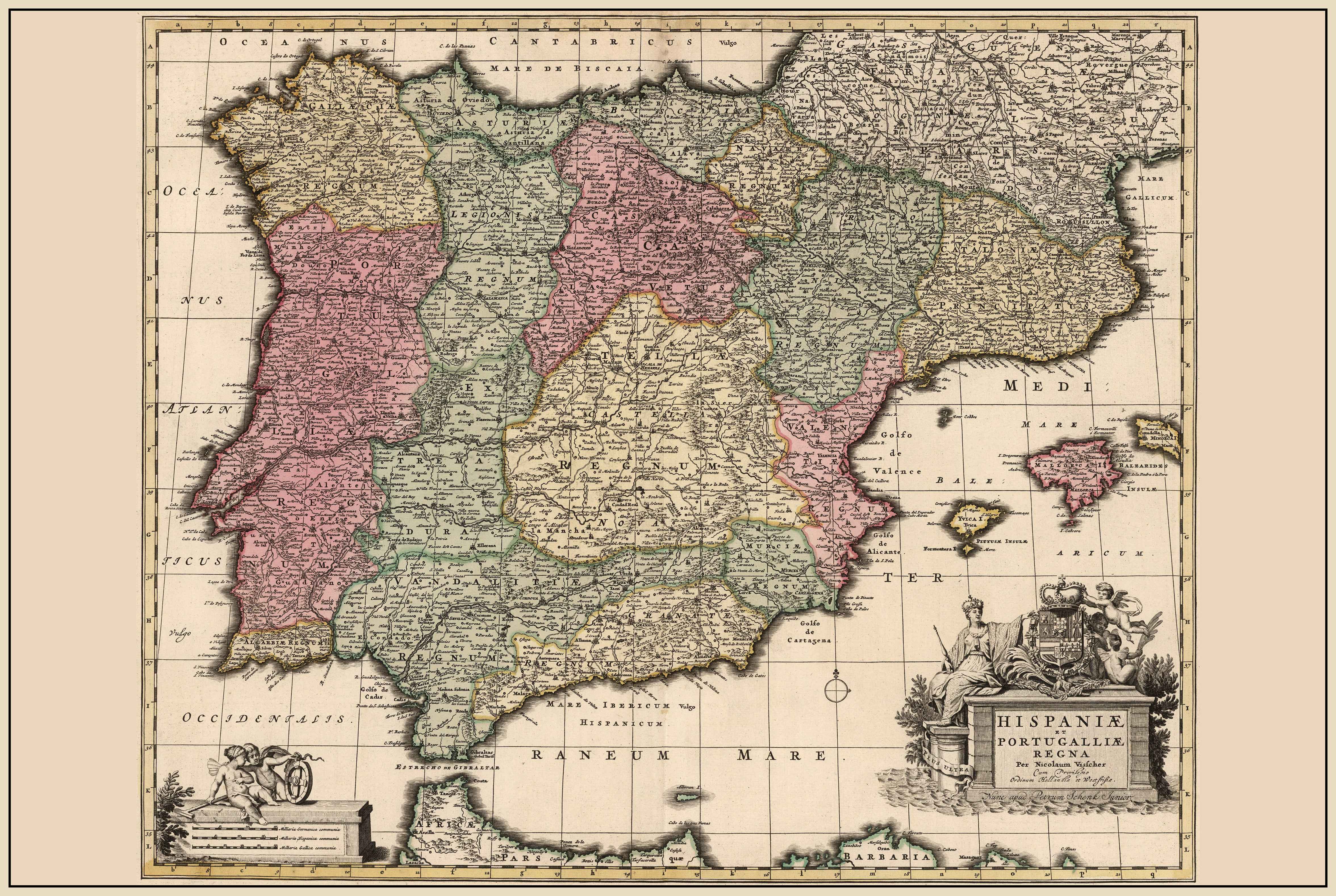 Vintage Map of Iberia 1740 – Spain and Portugal Historical Wall Art - Strategy Maps